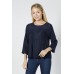 RO-T25302 NAVY 3/4 LOOSE SLEEVE SCOOP NECK TOP 1-1