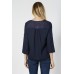 RO-T25302 NAVY 3/4 LOOSE SLEEVE SCOOP NECK TOP 1-1