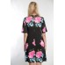 R10A-VC35733 BLACK WITH FUSHIA FLOWERS Midi Dress 2,2,2