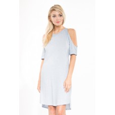 T-T10425 LTH BLUE OFF SHOULDER T-SHIRT DRESS 3,2,1