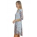 R9D-VC3562-6 BLUE BROWN PRINT 3/4 SLEEVE POCKET DRESS 2,2,2