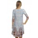 R9D-VC3562-6 BLUE BROWN PRINT 3/4 SLEEVE POCKET DRESS 2,2,2