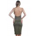 R10C-AD42443 OLIVE  SUEDE SPAGHETTI STRAP MIDI DRESS 2,2,2