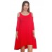 R10C-VC3595 RED 3/4 SLEEVE  OPEN SHOULDER HI LOW DRESS 2,2,2