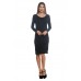 S3B-D1507132 BLACK  LONG SLEEVE O-NECK MIDI DRESS 2,2,2