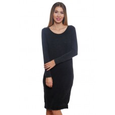 S3B-D1507132 BLACK  LONG SLEEVE O-NECK MIDI DRESS 2,2,2