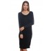 S3B-D1507132 BLACK  LONG SLEEVE O-NECK MIDI DRESS 2,2,2