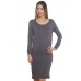 S3B-D1507132 GREY LONG SLEEVE O-NECK MIDI DRESS 2,2,2