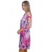 R9F-VC3514-SLUB FUSHIA NAVY TIE DYE 3/4 SLEEVE CUT OFF SHOULDER DRESS 2,2,2