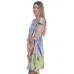 R9F-VC3514-SLUB GREY PINK YELLOW TIE DYE 3/4 SLEEVE CUT OFF SHOULDER DRESS 2,2,2