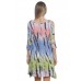 R9F-VC3514-SLUB GREY PINK YELLOW TIE DYE 3/4 SLEEVE CUT OFF SHOULDER DRESS 2,2,2