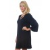 R3C-VC32999 BLACK 3/4 LOOSE SLEEVE CRISS CROSS V-NECK TUNIC DRESS 2,2,2