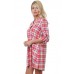 R2F-VC3014-4 RED CREAM PLAID 3/4 SLEEVE V-NECK TUNIC DRESS 2,2,2