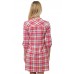 R2F-VC3014-4 RED CREAM PLAID 3/4 SLEEVE V-NECK TUNIC DRESS 2,2,2