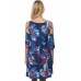 R10B-VC35844 BLUE PRINT  FLORAL PRINT SWING DRESS WITH CRISS CROSS OPEN SHOULDER 2,2,2