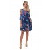 R10B-VC35844 BLUE PRINT  FLORAL PRINT SWING DRESS WITH CRISS CROSS OPEN SHOULDER 2,2,2