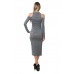 S11259 H.GREY OPEN SHOULDER MIDI DRESS 3,2,1